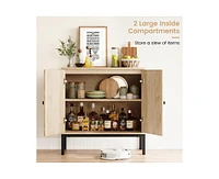 gaomon Buffet Cabinet, Rattan Storage Cabinet with Doors and Shelves, Accent Cabinet Sideboard