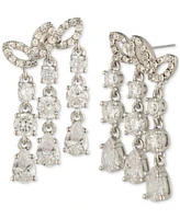 Givenchy Silver-Tone Crystal Mixed Cut Fringe Drop Ear Climbers