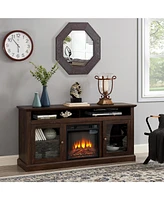 Slickblue Contemporary Tv Media Stand with 18" Fireplace Insert - Modern Console for TVs Up to 65", Brown