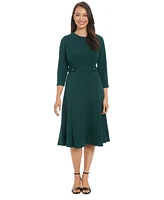 London Times Petite Side-Tab Fit & Flare Dress