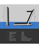 Hongge 2-in-1 Electric Motorized Health and Fitness Folding Treadmill with Dual Display-Silver