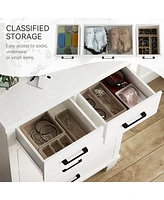 Dresser for Bedroom, 6 Drawer Dresser with Metal Handles, Grey Chest of Drawers Closet Organizers and Storage Clothes