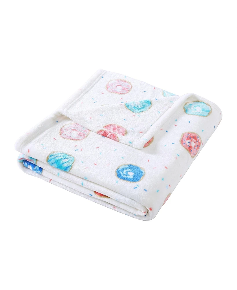 Poppy & Fritz Polka Donuts Flannel Novelty Print Throw Blanket-50X60