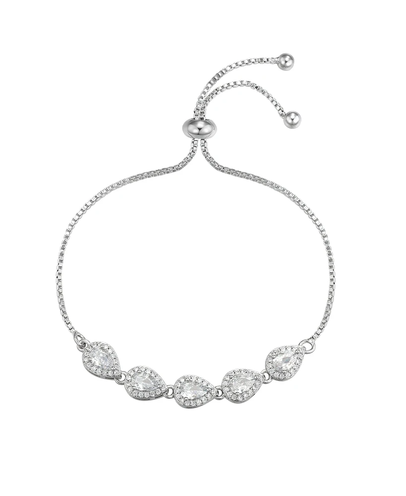 Macy's Cubic Zirconia Pear Link Adjustable Bracelet