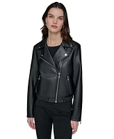 Karl Lagerfeld Paris Women's Faux-Leather Moto Jacket