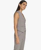 Calvin Klein Women's Pinstripe Button-Front Vest