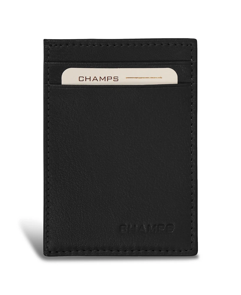 Champs Men's Onyx Collection Leather Mag Hybrid Card Holder