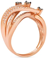 Le Vian Chocolatier Chocolate Diamond & Vanilla Diamond Multirow Crossover Ring (3/8 ct. t.w.) in 14k Rose Gold