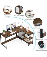 Tribesigns L Shaped Desk with Storage Shelves, Reversible Computer Desk Gaming Desk for Home Office Workstation