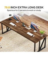 Tribesigns 78.7 Inches Extra Long Double Desk,2 Person Computer Desk, Large Wood Home Office Desk, Industrial Craft Study Writing Table, Workstation O