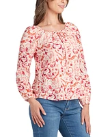 Bcx Juniors' Printed Tie-Neck Blouse