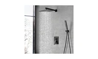 Slickblue Male Npt Matte Black Shower System - Rain Shower Head and Handheld Faucet Set for Bathroom