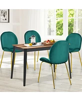 Gymax 4PCS Velvet Dining Chair Accent Leisure Armless Side Green