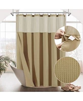 Awesome Home Cotton Blend Soft Waffle Weave Shower Curtain With Snap In Liner