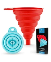 Zulay Kitchen Silicone Space Saving Collapsible Funnel Set With Narrow Mouth