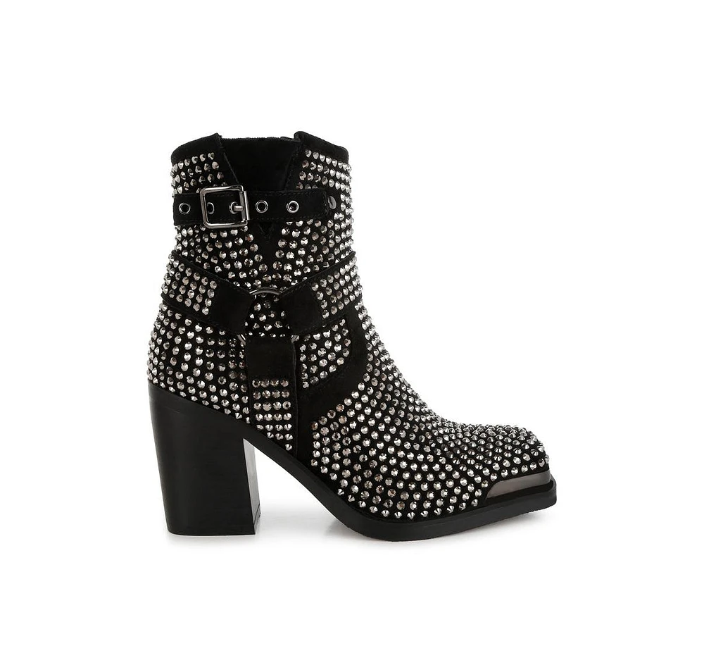 Rag & Co Babbon Studded Harness Detail Ankle Boots