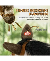 Qaba Ride on Horse with Neighing Sound, Saddle, Stirrups for Ages 3-8