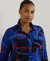 Lauren Ralph Plus Slim-Fit Rope-Print Jersey Shirt