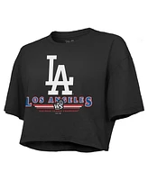 Fanatics Women's Black Los Angeles Dodgers 2024 National League Champions Cropped Boxy T-shirt