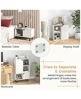 Gymax Stackable Bookcase Combination Lattice Cabinet Floor Open Bookshelf Adjustable