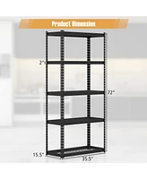 Sugift 5-Tier Metal Shelving Unit with Anti-slip Foot Pad Height Adjustable Shelves for Garage