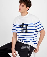 Hugo Boss Men's Relaxed Fit Short Sleeve Striped Crewneck Logo T-Shirt