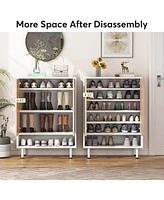 Tribesigns 6-Tier Shoe Cabinet, 18 Pair Rack Organizer Cabinet with Door and Shelves for Entryway Hallway Closet