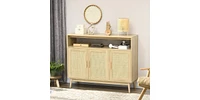 Slickblue Sideboard Buffet Cabinet with Rattan Doors for Storage and Display