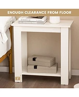 Gymax 2 Pcs 2-Tier End Table Modern Sofa Bedside Compact Nightstand with Storage Shelf