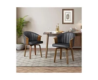 Homlux Upholstered Wooden Swivel Dining Chairs Faux Leather Kitchen Wide Seat Chair Accent Desk Chairs for Home Office&Kitchen&Bedroom,Black/Brown