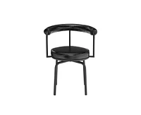 Homlux Mid-Century Swivel Accent Chair Modern Upholstered Dining Chairs Kitchen Sofa Side Chairs W/Open Backrest for Kitchen,Black