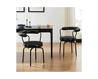 Homlux Mid-Century Swivel Accent Chair Modern Upholstered Dining Chairs Kitchen Sofa Side Chairs W/Open Backrest for Kitchen,Black