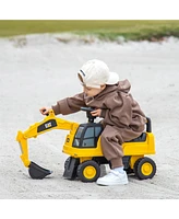 Gymax Licensed Caterpillar Kids Rid-On Digger Excavator Toy w/ Rotatable Digging Bucket & Hidden Storage