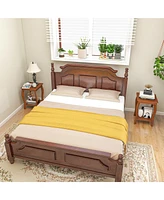 Gymax 2-Tier Square End Table Narrow Sofa Side Nightstand w/ Storage Shelf & Wood Legs