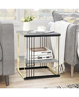 Gymax 2-tier Side End Coffee Table Square Nightstand for Living Room Bedroom