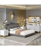 gaomon Grey Dresser for Bedroom, 6 Drawer Dresser with Metal Legs, Wood Dresser Chest Organizer with Wide Storage
