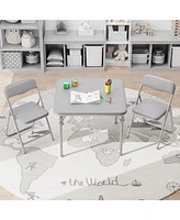gaomon Boys and Girls Folding Table and Chairs Set of 3, Portable Table and Chair with Pu Soft Cushion