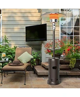 Gymax Outdoor Patio Heater Propane Standing Lp Gas Steel W/Table & Wheels Bronze