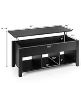Gymax Lift Top Coffee Table w/ Storage Compartment Shelf Living Room Furniture Black