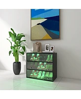 Slickblue 3-Layer Led Light Shoe Box with Glass Doors Elegant Storage Solution for Shoe Display and Organization