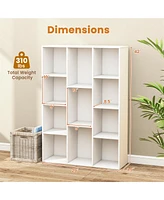 Gymax 2PCS 11-Cube Bookcase Modern Geometric Bookshelf Storage w/ Anti-tipping Kits