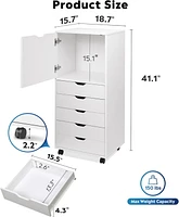 Devaise 5-Drawer Wood Dresser with Top Cabinet Storage, Mobile Chest of Drawers, Wide Storage Space for Home Office
