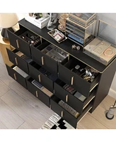 Homsee 6-Drawers Classic Wooden Dresser with Golden Handles