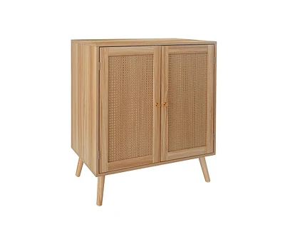 gaomon 2 Rattan Deco Door Buffet Cabinet with Storage, Sideboard Cabinet Kitchen Storage Cabinet with Adjustable Shelves and Wood Feet