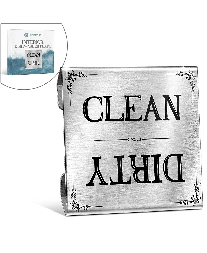 Sperric Dishwasher Sign Clean Dirty Signs Stainless Steel Interior Indicator - Non-Scratch & Rustproof Clean Dirty Dishwasher Sign (Silver & Black)