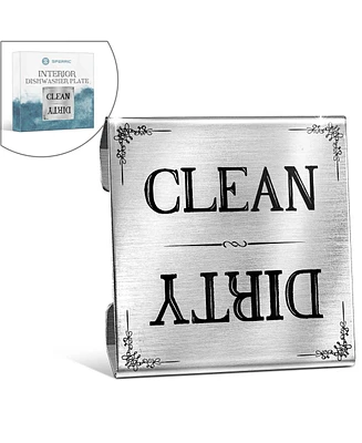 Sperric Dishwasher Sign Clean Dirty Signs Stainless Steel Interior Indicator - Non-Scratch & Rustproof Clean Dirty Dishwasher Sign (Silver & Black)