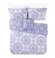 Alex + Bella Vivian Purple -Piece All-Season Reversible Cotton Quilt Set