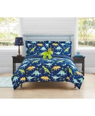 Alex Bella Watercolor Dinosaur Navy 3 Piece Microfiber Comforter Set