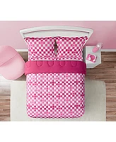 Alex + Bella Checkerboard Hearts Hot Pink -Piece Ultra Soft Microfiber Comforter Set