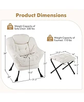 Costway Lazy Sofa Chair Accent Leisure Armchair with Folding Footrest & Storage Pocket